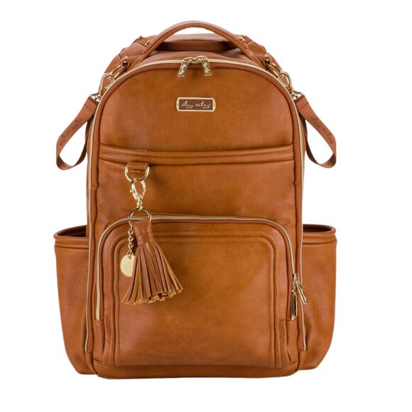 NWT Itzy Ritzy Diaper Bag- Cognac Boss Plus Diaper Bag Backpack - Picture 1 of 6